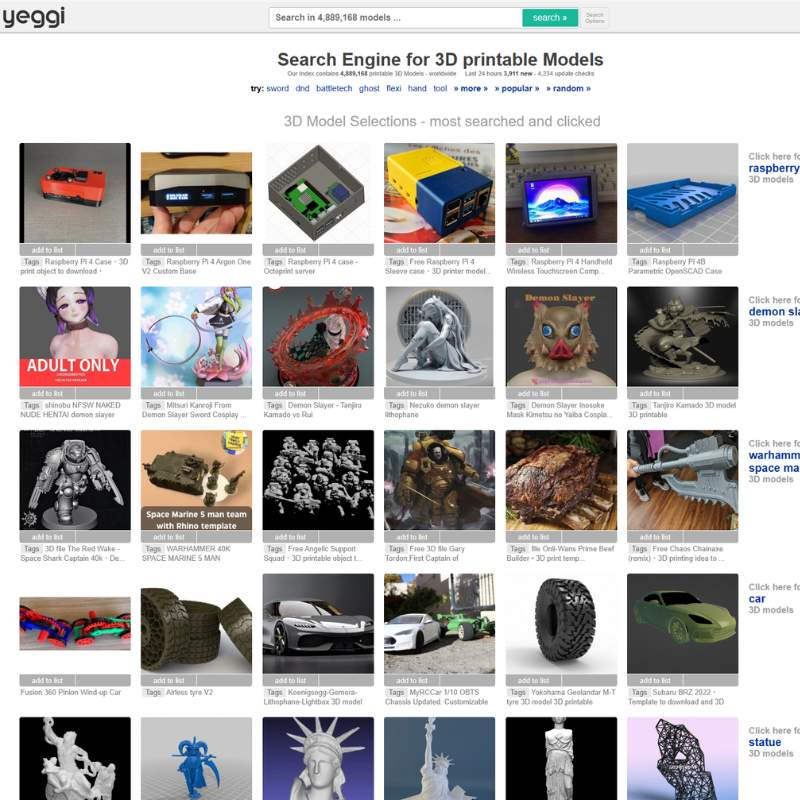 Unveiling the Search Giant of 3D Models: Yeggi