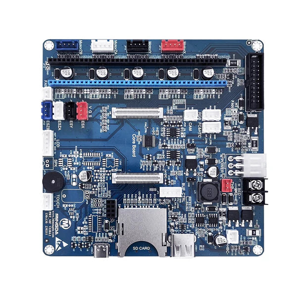 The MINGDA Magician X2 Replacement Motherboard features various electronic components, connectors, ports, and an SD card slot near the bottom center—ideal as a 3D printer replacement part.