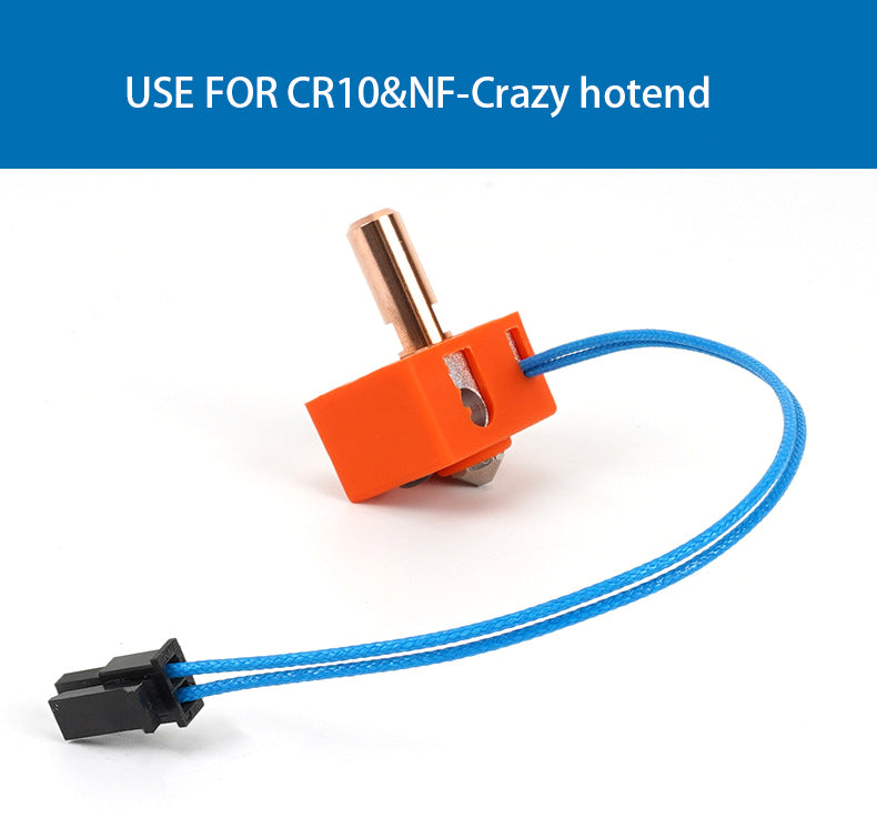 The PT1000 High Temperature Platinum Thermistor Sensor Probe by 3D Printing Perth - Cirrus Link offers precise temperature measurement with an orange casing and blue cable, suitable for CR10 and NF-Crazy 3D printers.