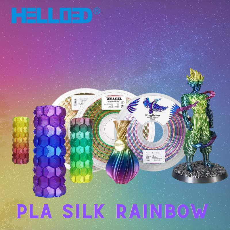 Hello3D PLA SILK Rainbow Colour 1.75mm 3D Printing Filament.
