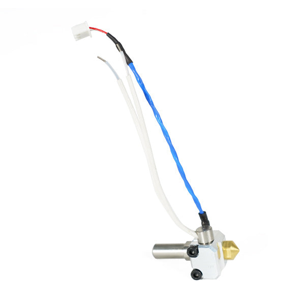 The Flashforge 0.4mm Nozzle Assembly for the Creator Pro 2 comes with a brass tip and metal heat block, including wiring and a connector.