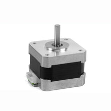 The image features a 42 Stepper Motor (32mm high), by 3D Printing Perth - Cirrus Link, in silver and black with a protruding shaft, compatible with CR-10 and Ender-3 printers, set against a plain white background.