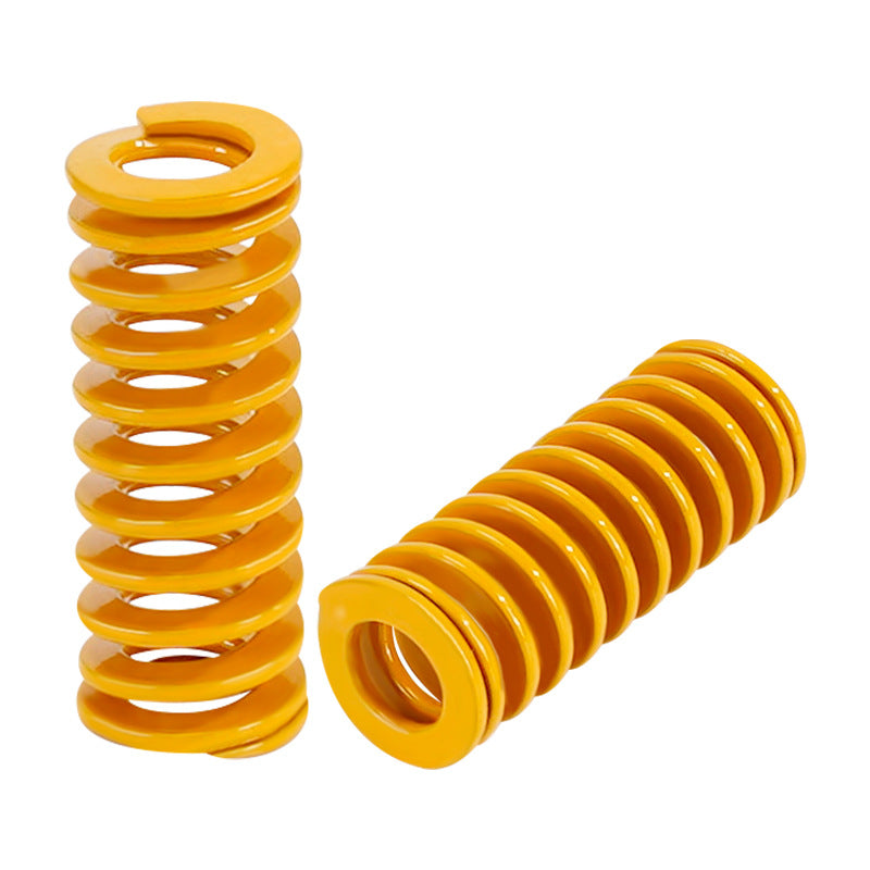 Two ASR 3D Printer Bed Leveling Springs—yellow, 26mm height—are displayed on a white background, one upright and one on its side.