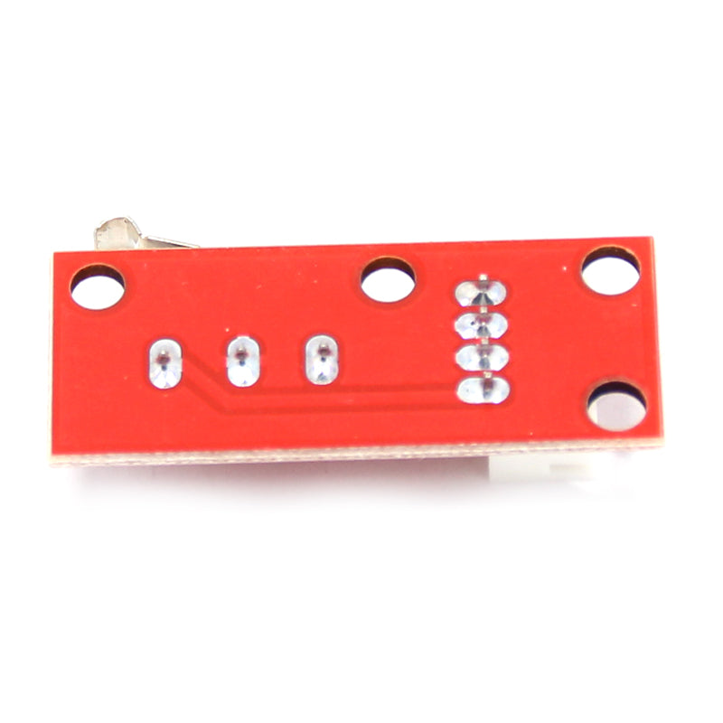 The Limit Switch Kit by 3D Printing Perth - Cirrus Link features a red circuit board with a mechanical switch, soldered components, and four circular mounting holes, designed for 3D printing applications. Includes a 70CM cable.