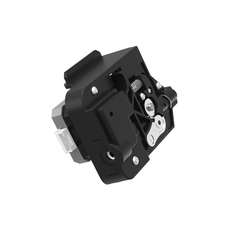 Close-up of the Filament Feeding Assembly for the Adventurer 4 Pro 3D printer by Flashforge, highlighting the extruder component with visible gears and screws against a white background.