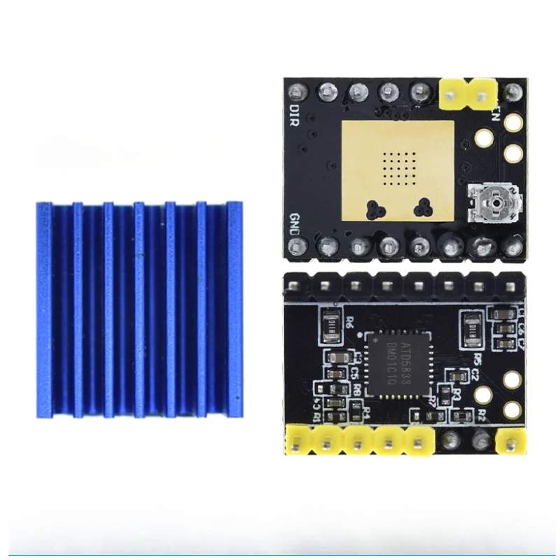 A blue and yellow Stepper Motor Driver ATD5833 from 3D Printing Perth - Cirrus Link with the power supply voltage and circuit operating limit.