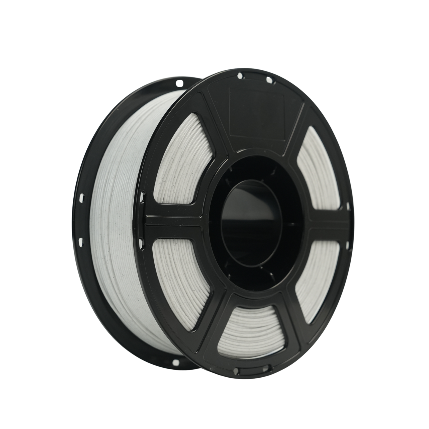 A spool of Flashforge PLA 1.75mm 3D printing filament in marble colour, with a black plastic reel, ideal for eco-friendly decorative prints, shown against a plain white background.
