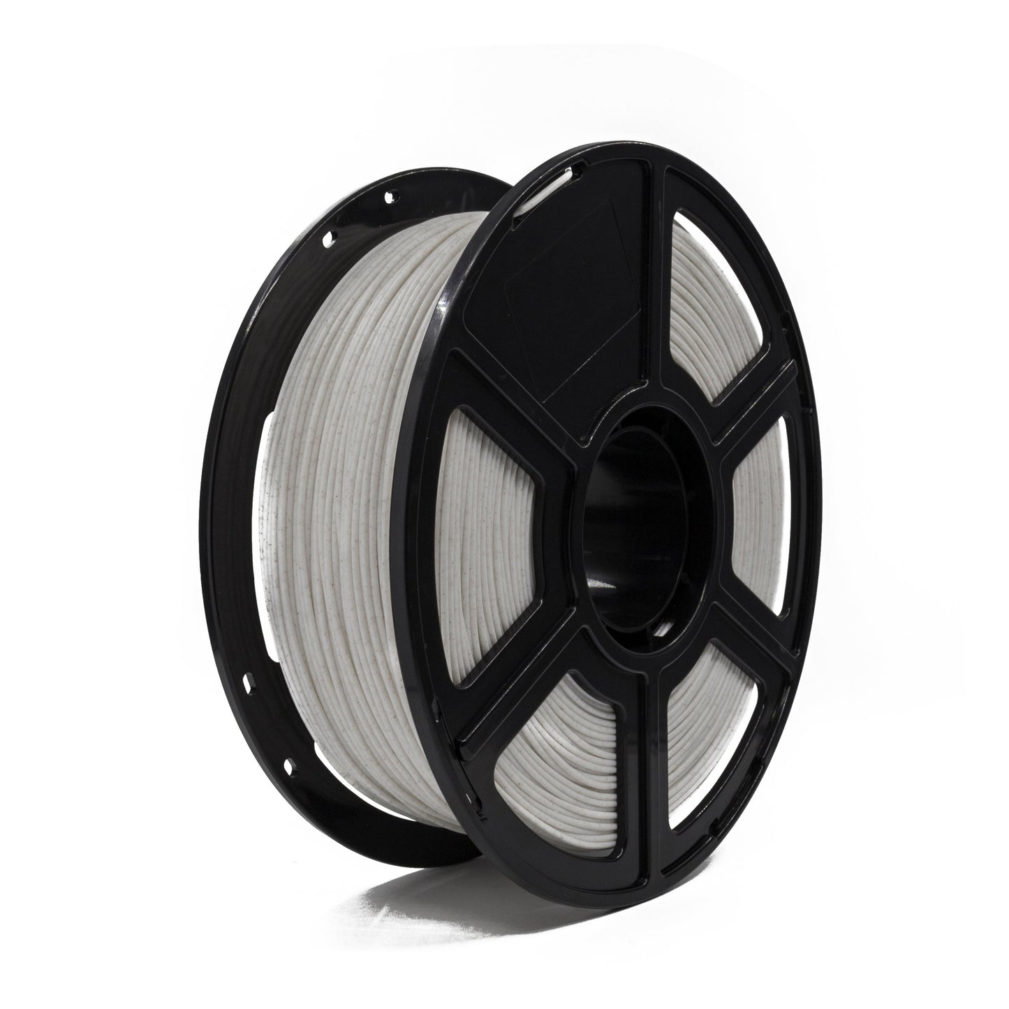 A black spool of Flashforge PLA 1.75mm 3D Printing Filament – Marble Colour, ideal for decorative 3D prints, is displayed against a plain white background.