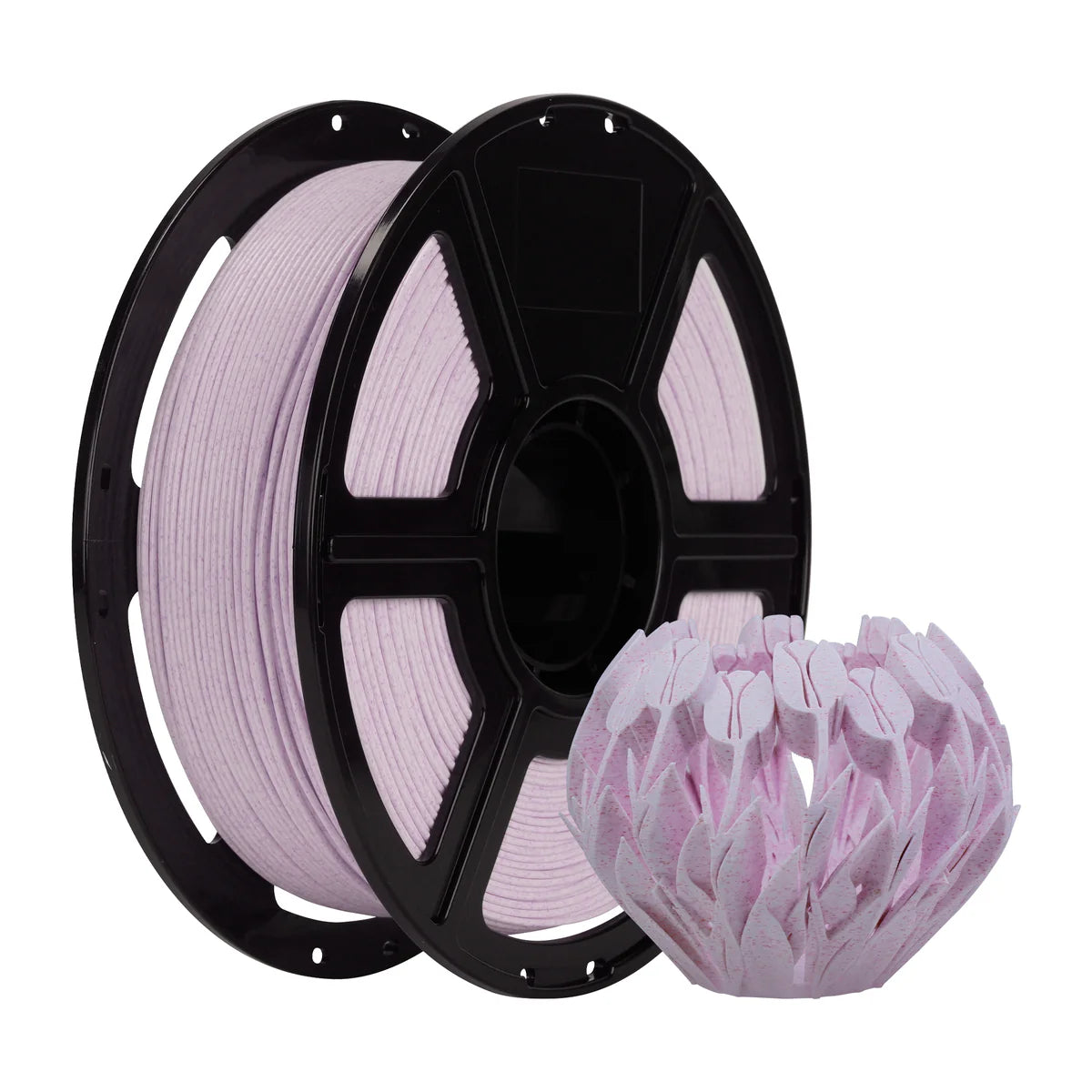 A spool of Flashforge HS PLA 1.75mm 3D Printing Filament in Marble Colour sits beside a decorative object, both highlighting the filament’s smooth finish and dependable extrusion for detailed designs.