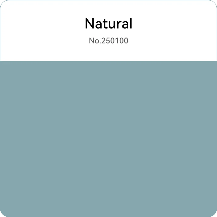 A swatch labeled "Natural No. 250100" shows a muted blue-green, perfect inspiration for choosing Flashforge PETG 1.75mm 3D printing filament or matching your favorite Flashforge shades.