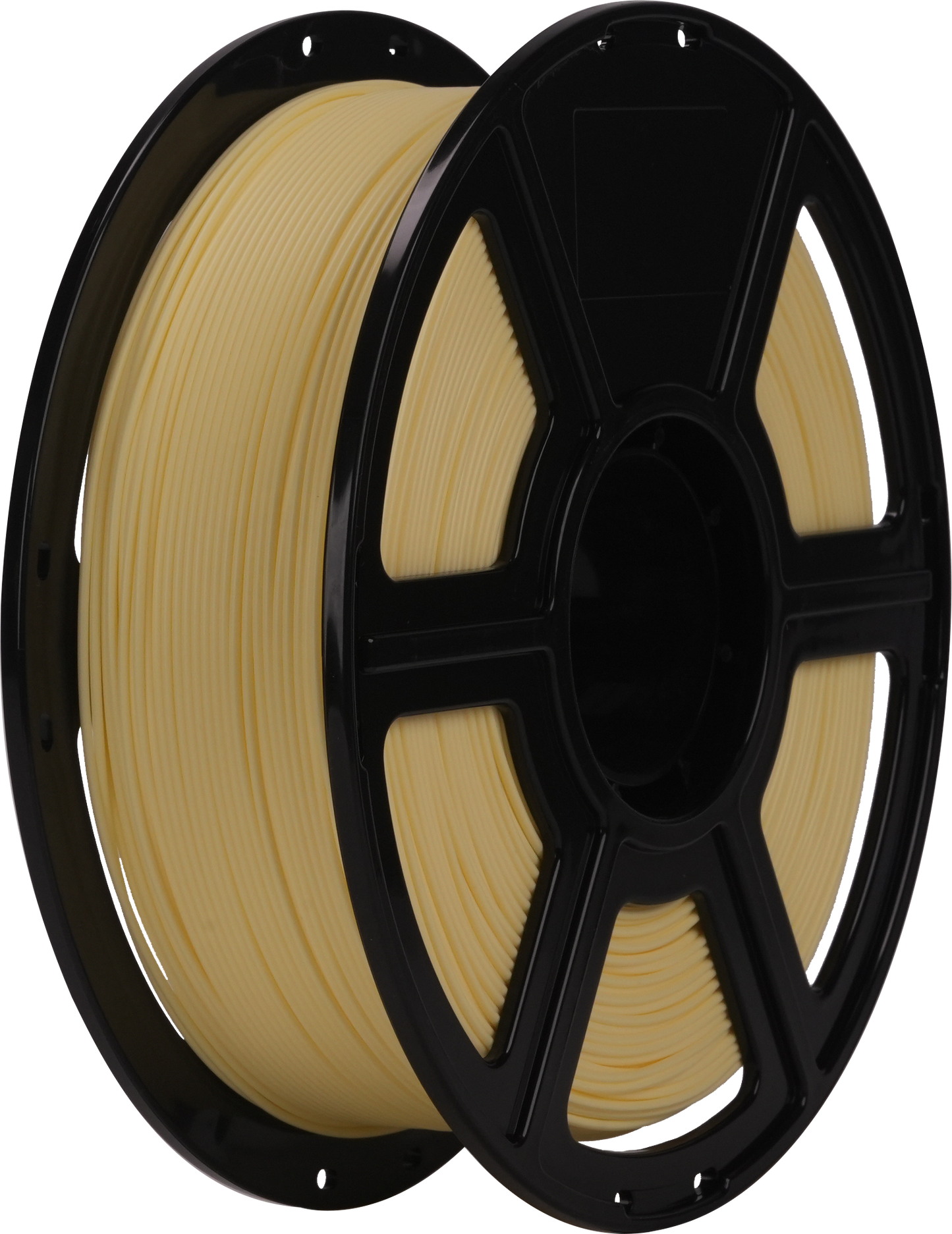 A spool of Flashforge PLA Matte 1.75mm 3D Printing Filament in beige, biodegradable and wound on a black reel, is shown against a plain white background.