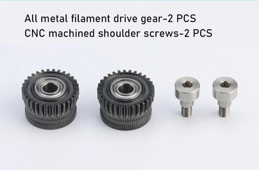 The Creality K1/K1C/Ender-3 V3 Replacement Extruder Gear includes two metal filament drive gears and two CNC machined shoulder screws, ideal for enhancing your extruder. It ensures compatibility with K1, K1 MAX, and K1 C models for a smooth 3D printing experience.