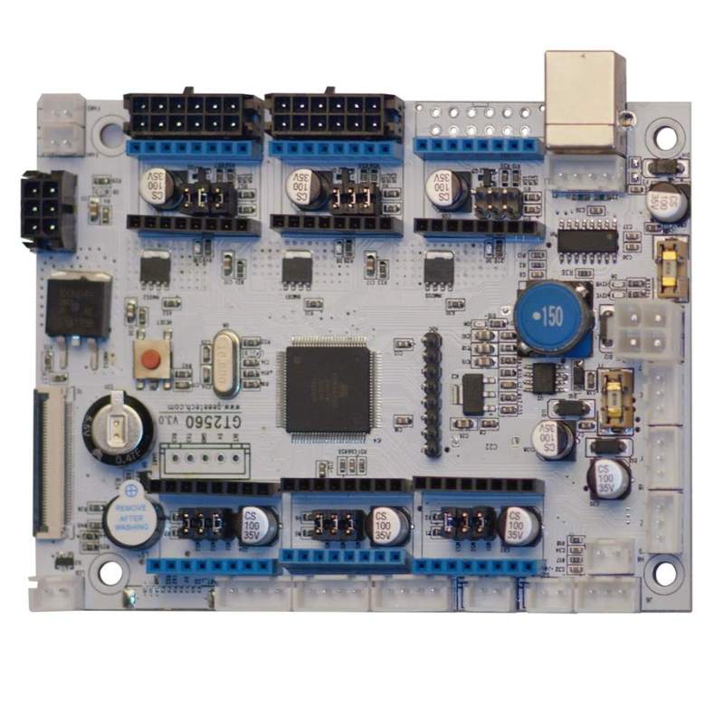 A close-up of the MakerBase GT2560 V3.0 motherboard for a versatile 3D printer.