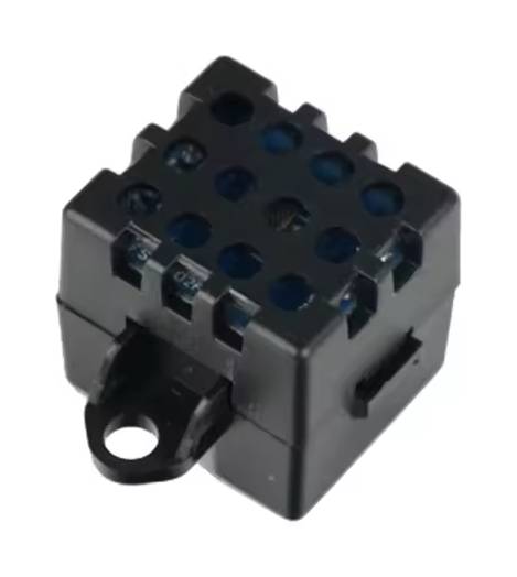 The Flashforge FLASHFORGE TVOC Sensor Assembly for Adventurer 5M Series is a small black plastic air quality sensor with ventilation holes and a mounting tab, designed as a 3D printer accessory.