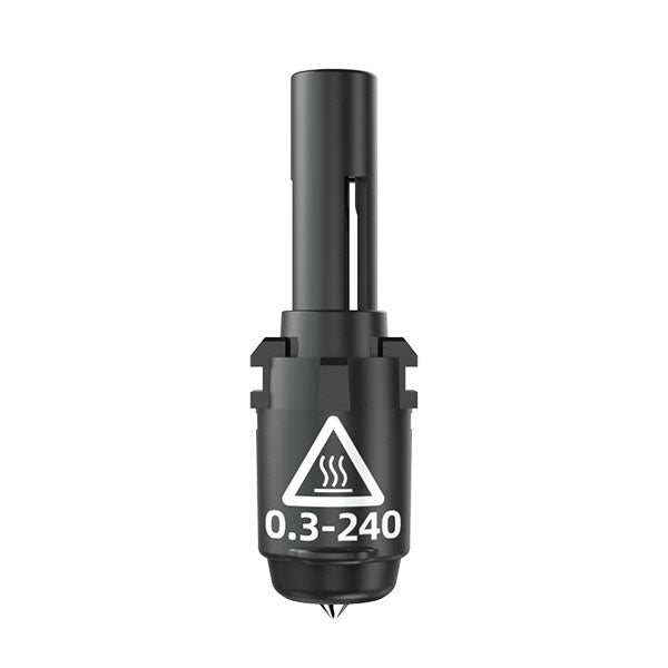 Flashforge 0.3mm 240 Nozzle Kit for Adventurer 4 Series, black with warning symbol, supports up to 240℃.