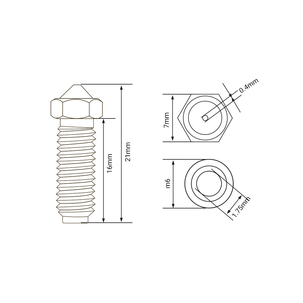 Anycubic Kobra 2/3 Series Hardened Die Steel Volcano Nozzle 0.4mm