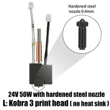 Diagram of the Anycubic Kobra 3 Hardened Die Steel 0.4mm Nozzle, offered by 3D Printing Perth - Cirrus Link, emphasizing its enhanced durability and fast printing suitable for a 24V 50W print head.