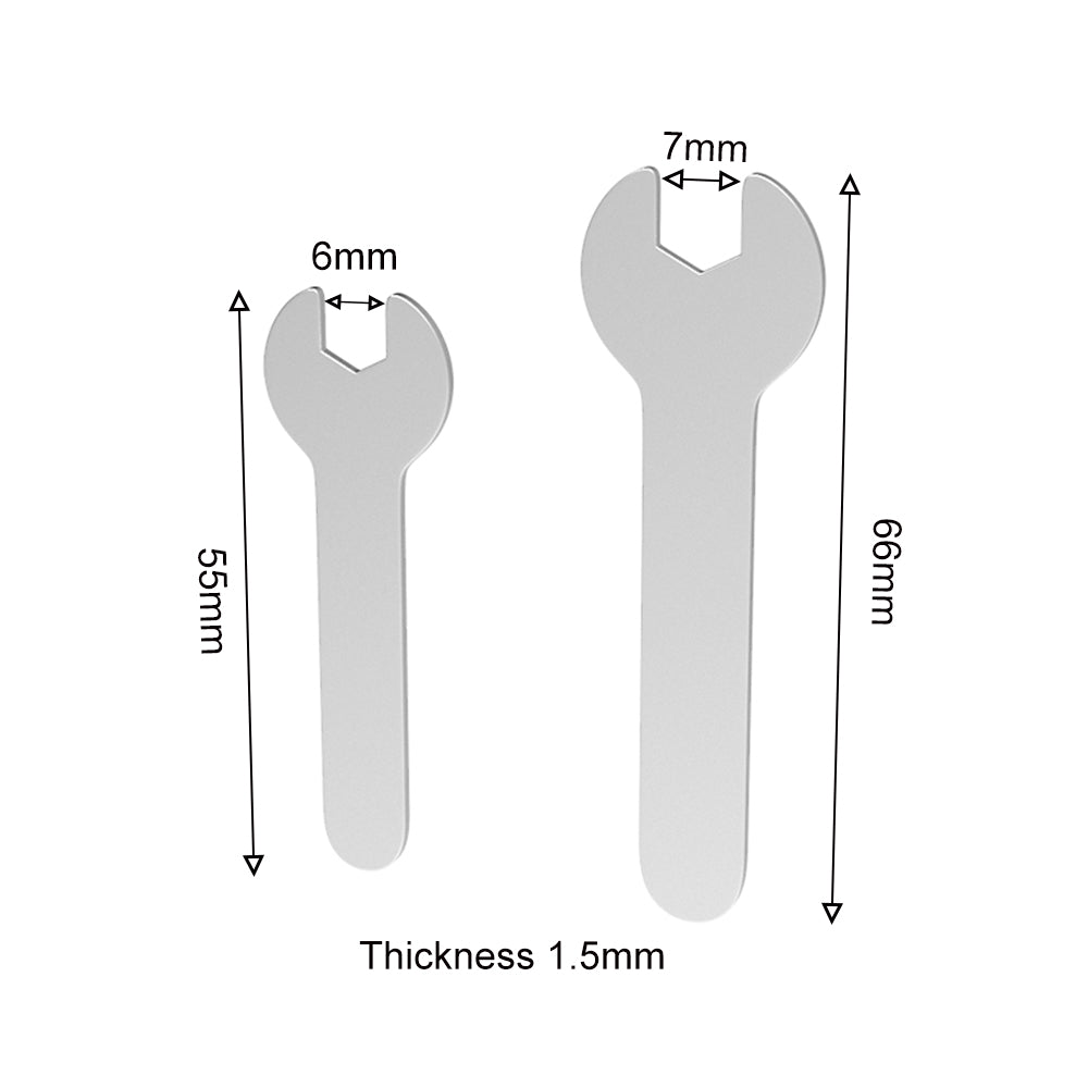 The ASR Fixed-Size Spanner set includes two slim (1.5mm) wrenches for 3D printer nozzle installation: one 55mm long with a 6mm opening, and one 66mm long with a 7mm opening—ideal for MK8 nozzles.