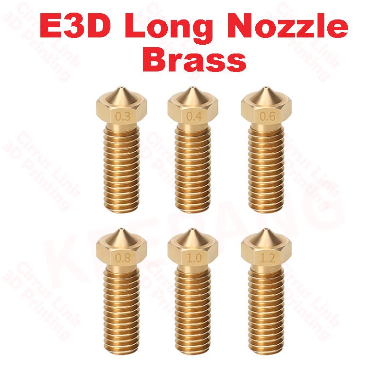 High-quality E3D Volcano long Brass M6 threaded nozzle for 1.75/3mm filament. Enhance your 3D printing with this reliable nozzle.