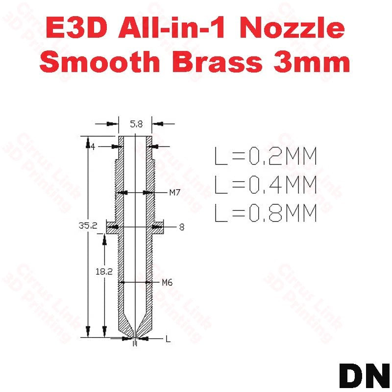 Ed - Nozzle All in one E3D Brass nozzle - 1 OpenBuild nizzle smooth brass 3mm.