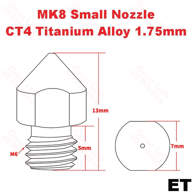 High-performance Nozzle MK8 TC4 Titanium Alloy M6 threaded nozzle for enhanced printing.