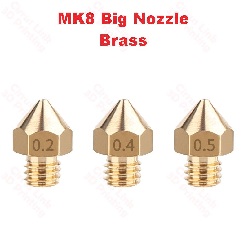 Nozzle Big MK8 Brass M6 threaded nozzle for 1.75/3mm - High-quality brass nozzle for precise 3D printing.