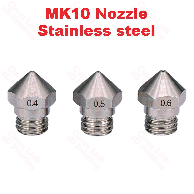 Nozzle MK10 Stainless steel M7 threaded nozzle for 1.75/3mm - High-quality nozzle for precise 3D printing.