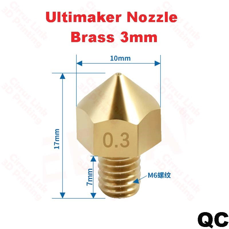 Nozzle Ultimaker Brass M6 threaded nozzle - Durable and reliable 3D printing accessory.