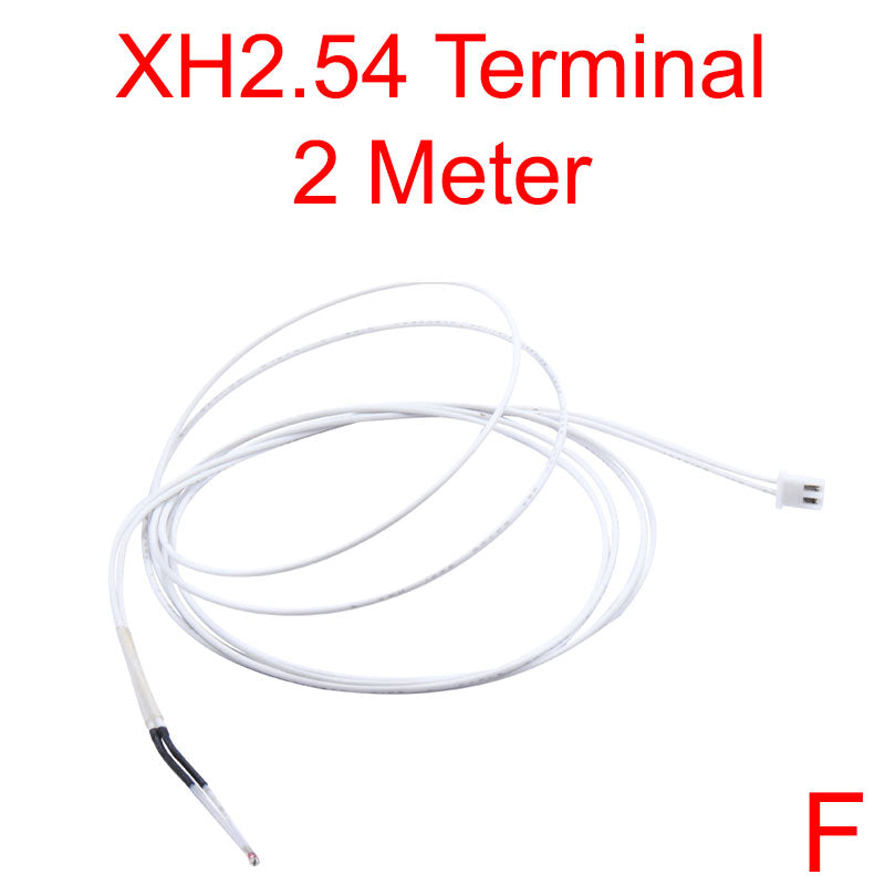 A white cable with the words Open Build Thermistor NTC100K 3950 Temperature Sensor 2 meter.