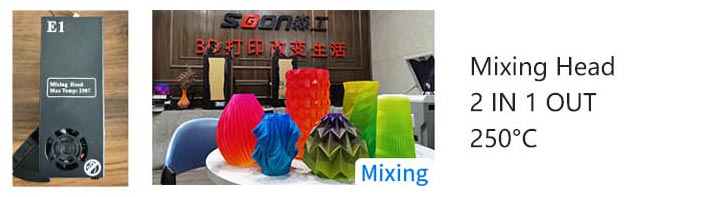 Enhance your 3D printing with the MakerPi P3 PRO removable Hotend Extruder Head - Mixed Colour 2 in 1 out. Upgrade now!