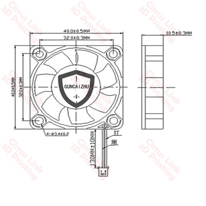 Cooling Fan 4010 40x40x10mm 12V 550mm: Efficient cooling solution for electronics, computers, and more.