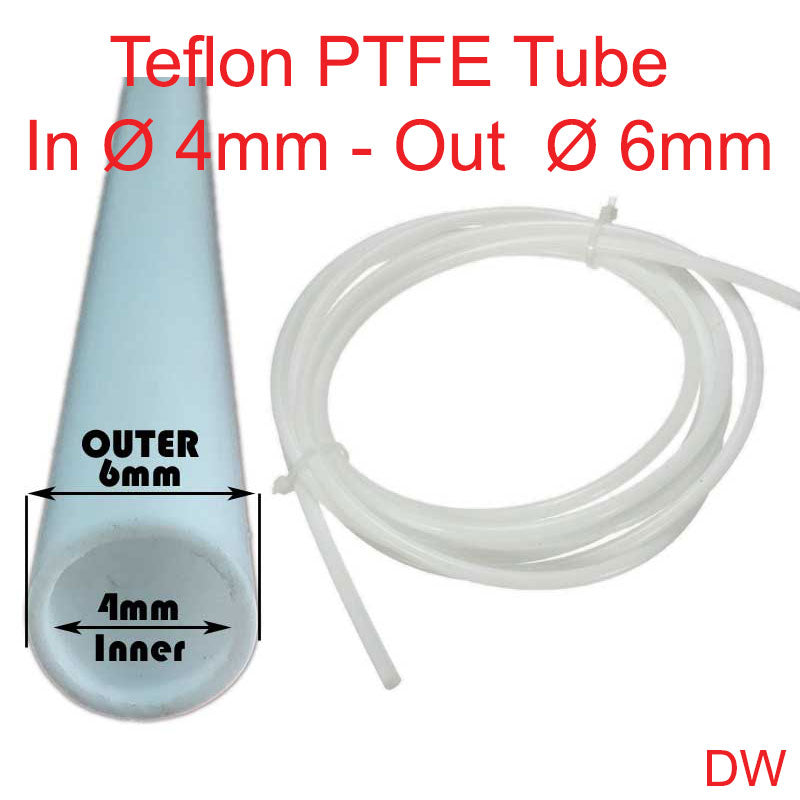 PTFE tube 4mm x 6mm √ 100+ diameters shipped from stock