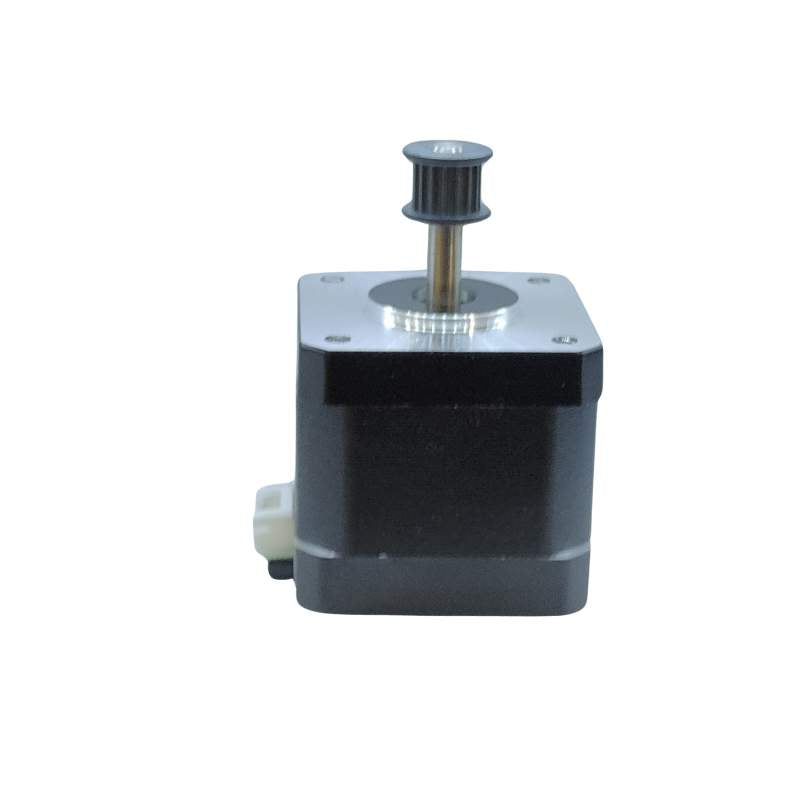 A stepper motor on a white background.