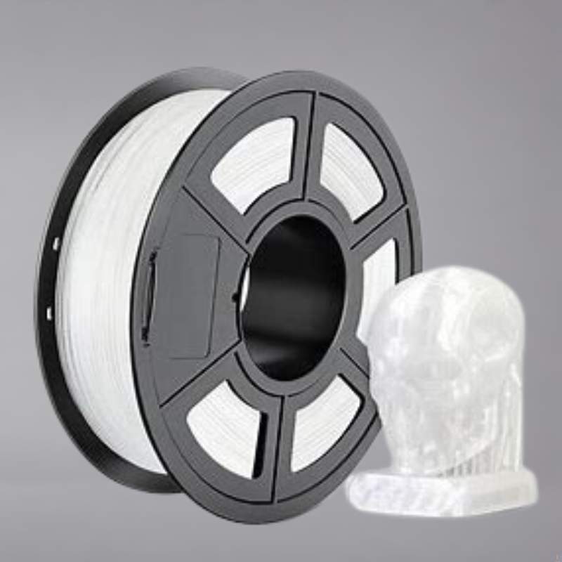 A spool of white pla filament.