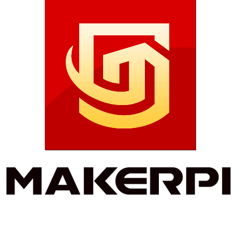 Makerpi logo on a red background.