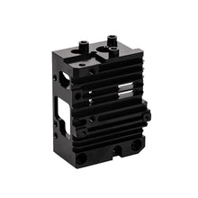 A black metal MINGDA Magician Feeding Extruder shell with holes for 3D printing.