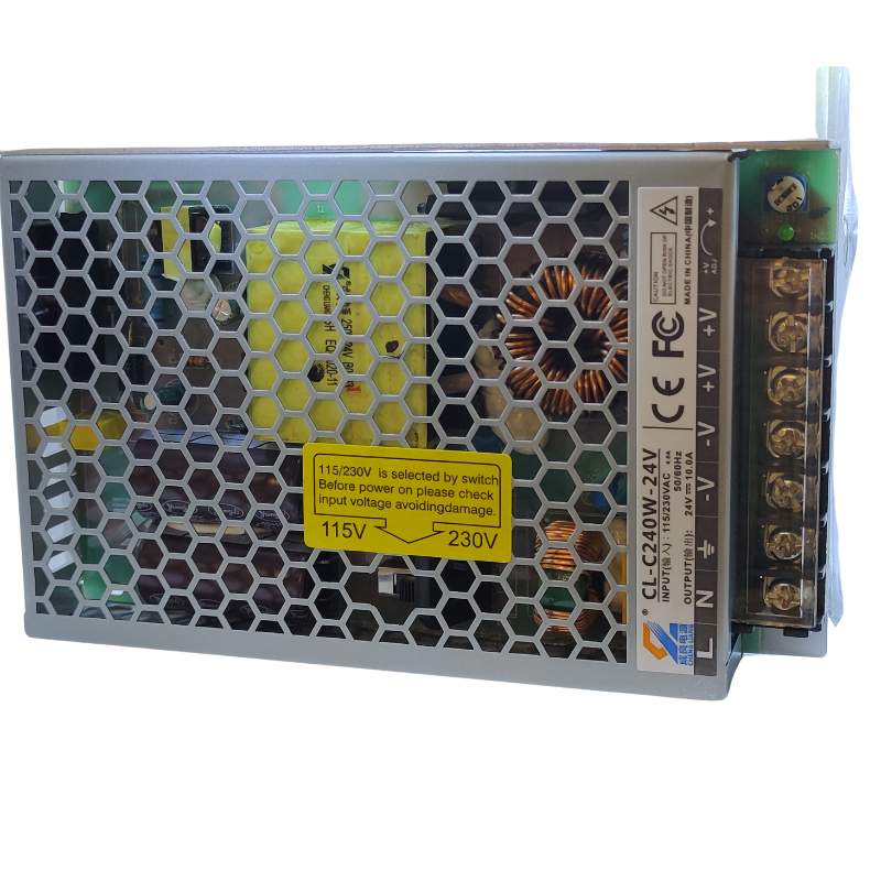 A small ChengLiang Power Supply Unit CL-C240W-24V PSU with an electronic circuit board that may pose potential damage to electrical power systems due to improper installation.