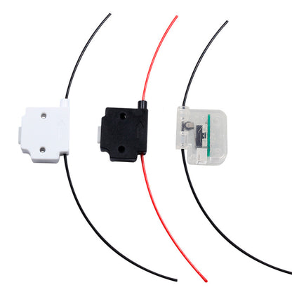 Three optical fiber signaling devices in black, white, and transparent casings highlight advanced technology. These 3D Printing Perth Cirrus Link filament detectors identify broken filaments, boosting precision and reliability in complex systems.