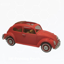 A red toy car with white rims and an open roof, reminiscent of a 1963 VW Beetle, displayed against a white background. "3D Printing Perth" is faintly visible on the bottom part of the image, hinting at its origins from a 3D printable file. The product, **STL File: 1963 VW Beetle Vehicle**, by **Gordon Nezich** promises detailed craftsmanship and nostalgia combined in one.

