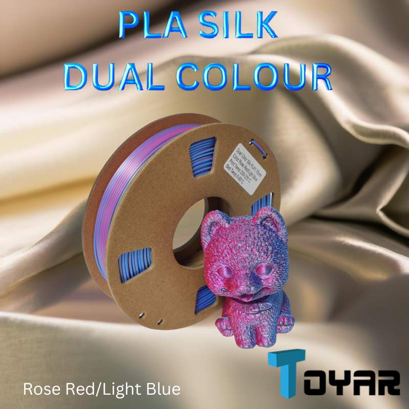 A spool of Toyar PLA Silk Dual Colour 1.75mm 3D Printing filament for eco-friendly 3D printing innovation.