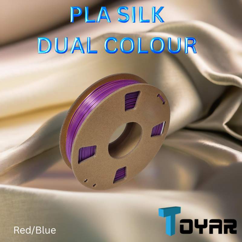 Eco-friendly Filament - Toyar PLA Silk Dual Colour 1.75mm 3D Printing Filament in red/blue.