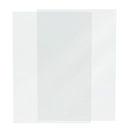 Three overlapping translucent glass panels mimic the precision and clarity of the 3D Printing Perth - Cirrus Link's FEP Film 0.2mm 130x190mm for SLA UV Resin Printers against a plain background.