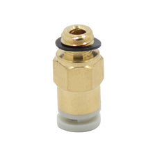 M6 Brass Remote Pneumatic Connector for Extruder with 2mm Teflon Tube by 3D Printing Perth - Cirrus Link, featuring a hexagonal body and rubber O-ring, compatible as a pneumatic connector for remote extruder setups.