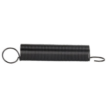 The ASR Printer Arm Support Spring, made of blackened carbon steel with tightly coiled wire and open hooks on both ends, is designed for arm stabilization and lies horizontally on a white background.