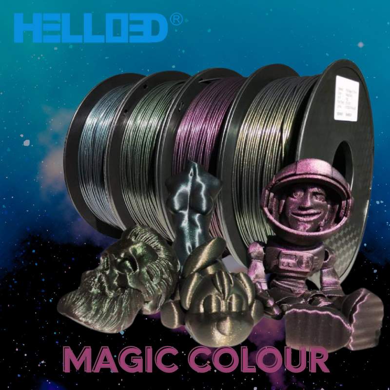 Hello3D PLA Magic Colour filament - Hello3D PLA Magic Colour 1.75mm 3D Printing Filament is a high-quality 3D printing filament that adds a touch of magic to your creations. With its vibrant and mesmerizing colors, this filament is perfect.