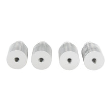 Four E3D V5 Short Heat Sinks for 1.75mm direct extruders, produced by 3D Printing Perth - Cirrus Link, are aligned in a row against a plain white background. These silver cylindrical metal objects feature ridged sides and a central hole.