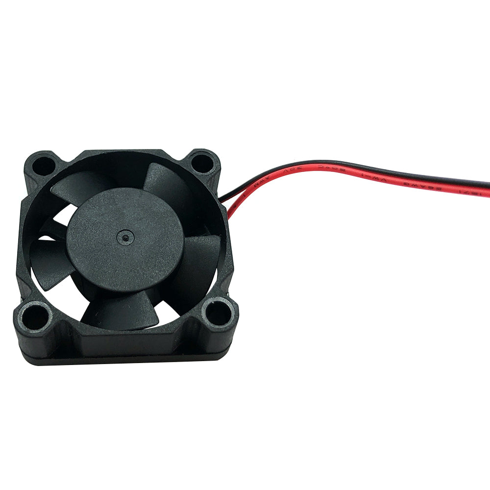 The DC 12V Fan 3010 from 3D Printing Perth - Cirrus Link is a compact black cooling fan measuring 30x30x10mm. It features four mounting holes, red and black wires, rotates at a speed of 7946 RPM, and delivers an airflow of 3 CFM with its hydraulic bearings. Its efficient cooling capabilities make it ideal for use in 3D printing projects.