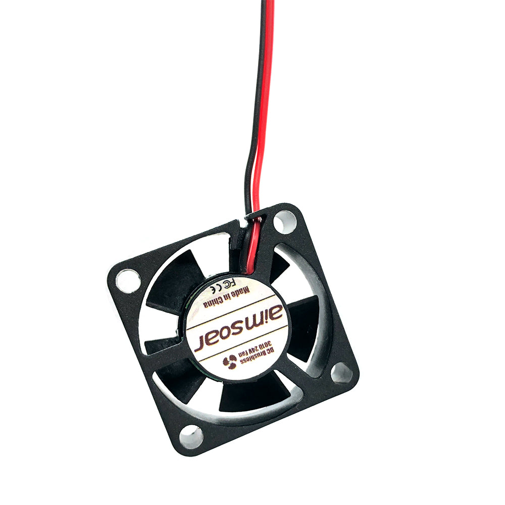 A compact black square cooling fan with red and black wires, designed for optimal cooling, perfect for 3D printers. This model features the brand "3D Printing Perth - Cirrus Link" prominently on the center label.