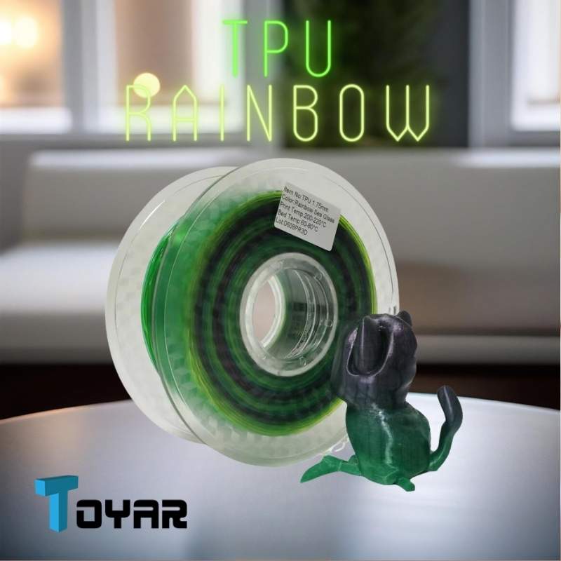 Toyar TPU Rainbow PLA filament, vibrant and durable.