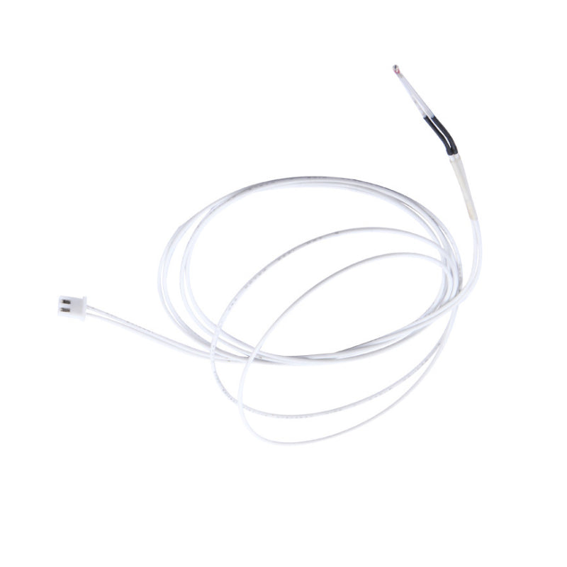 The XH2.54 2P Thermistors with Cable by 3D Printing Perth - Cirrus Link features a white coiled temperature sensor cable for precise readings, equipped with an NTC Thermistor, a small connector plug on one end, and a metal probe on the other.